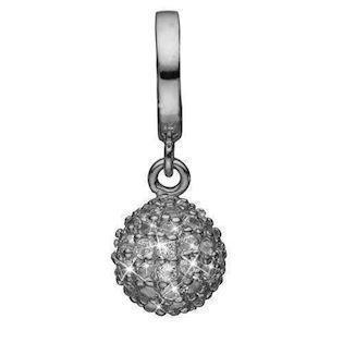 Christina Collect 925 sterling silver Sparkling World beautiful Black rhodium-plated hanging charm, ball filled with glittering white topaz, model 610-B60